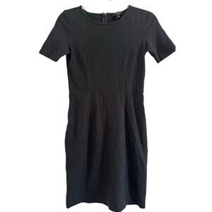 J. CREW Black Cotton Sheath Dress Career Office Siren Preppy Old Money - Sz 00